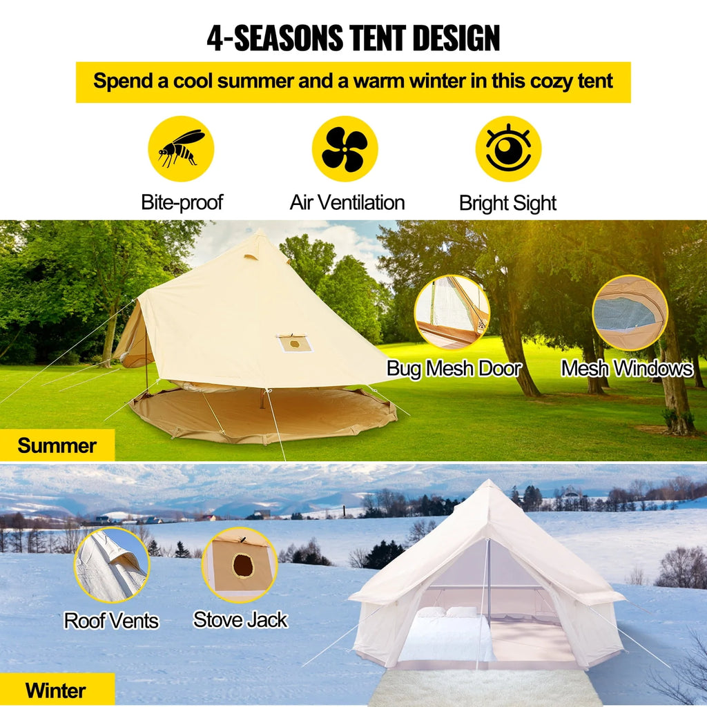 Canvas Bell Tent with Stove Jacket Waterproof 4 Seasons I727035