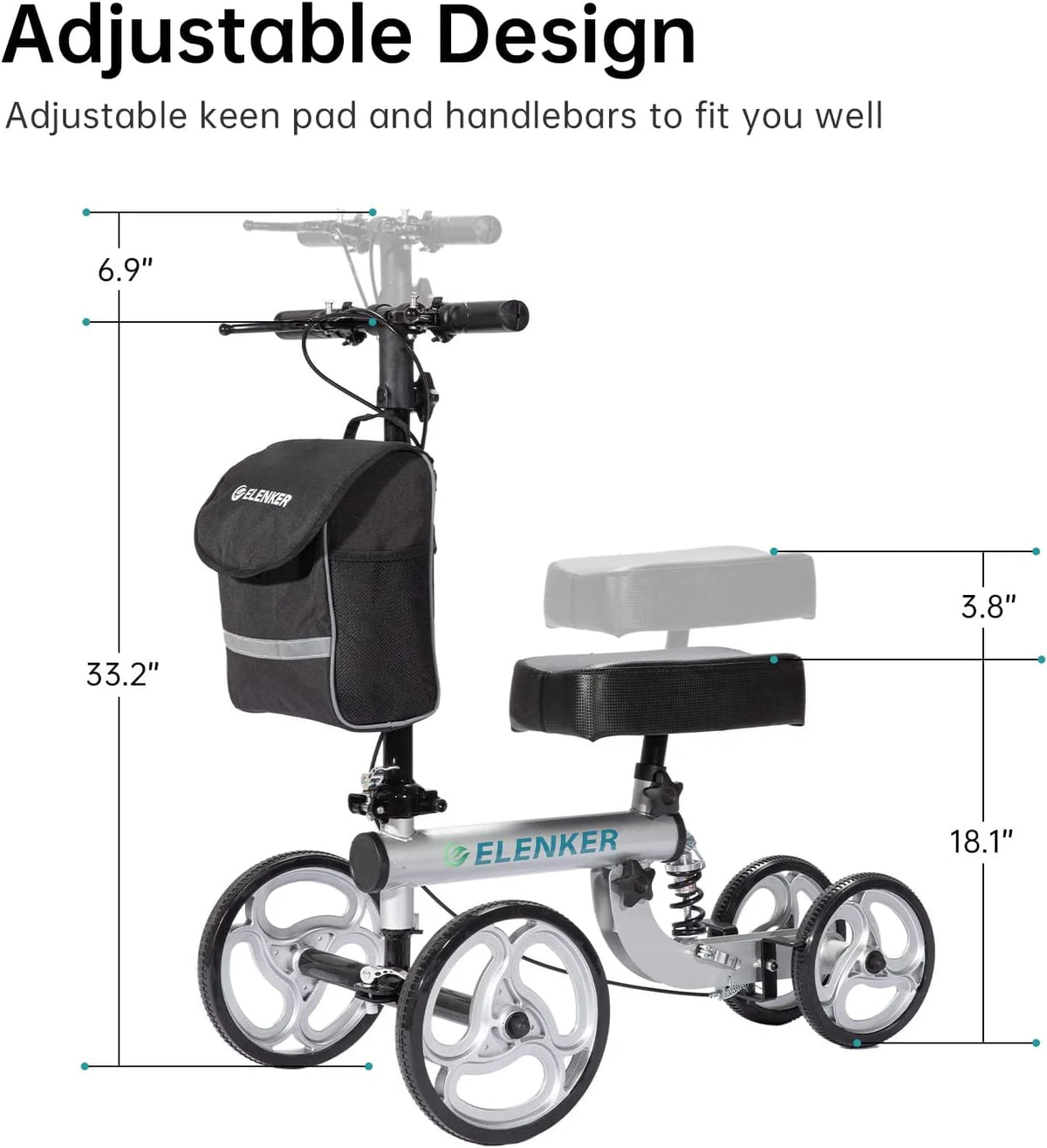 Steerable Knee Scooter Silver B7890