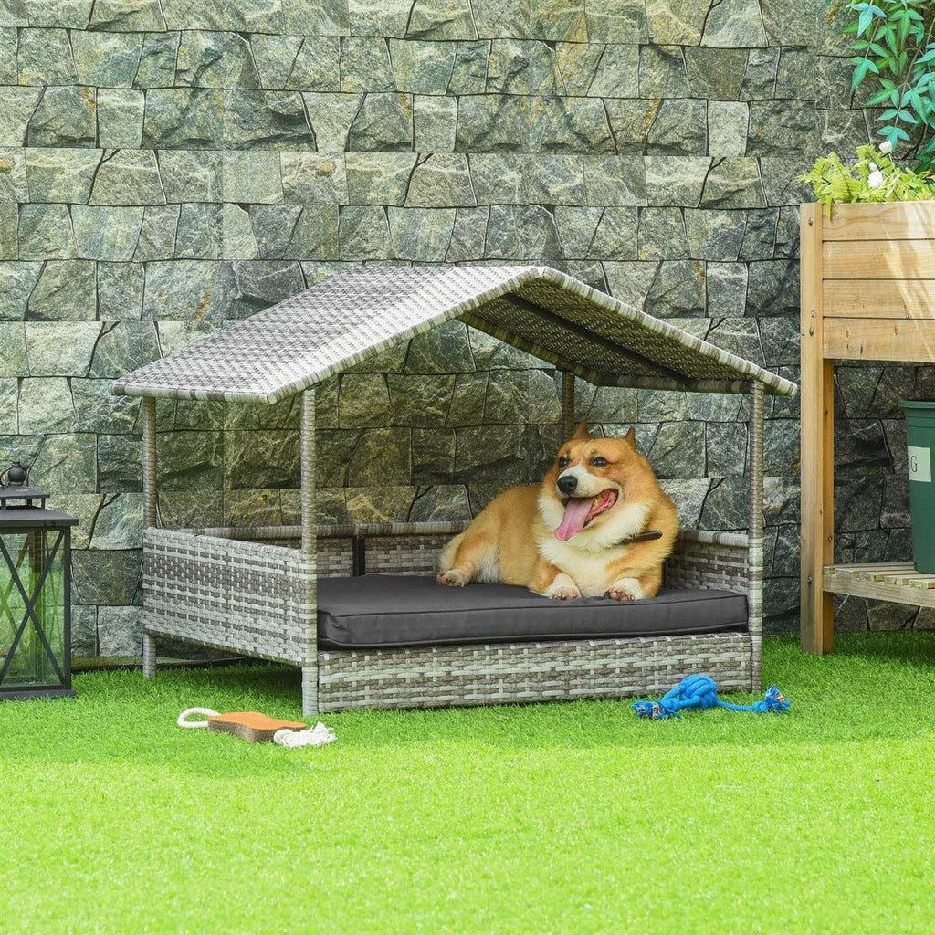 Wicker Elevated Dog House with Removable Cushion E4507