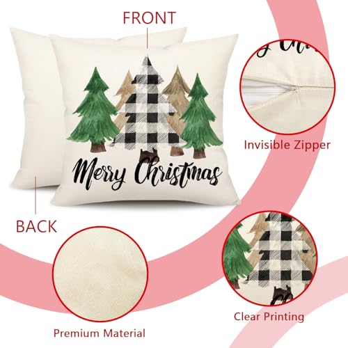 Buffalo Check 18x18 Set of 4 Red Black Throw Pillow Covers T13655