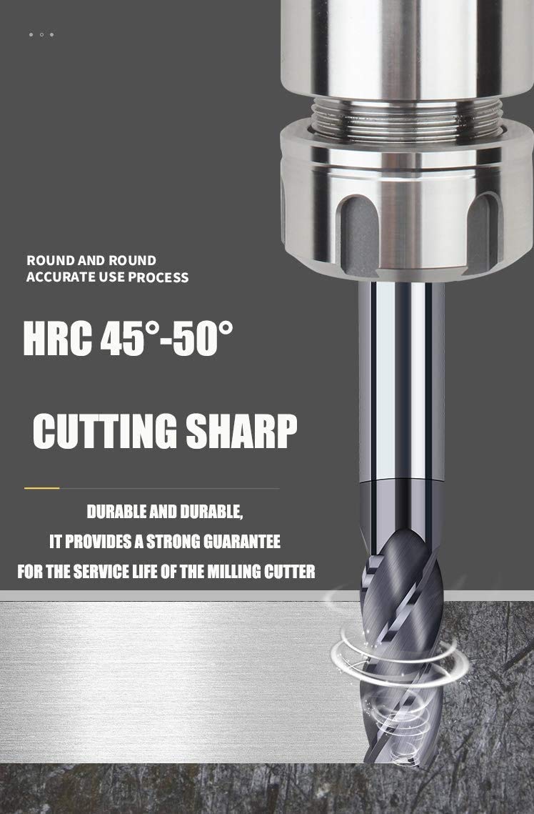 1/2 Carbide Square End Mill Bits Set 4 Flute AlTiN Coating B7459