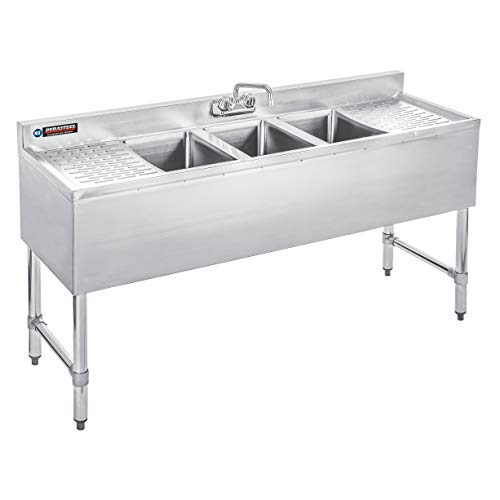 3 Compartment 304 Stainless Steel Under Bar Sink with Faucet O32164