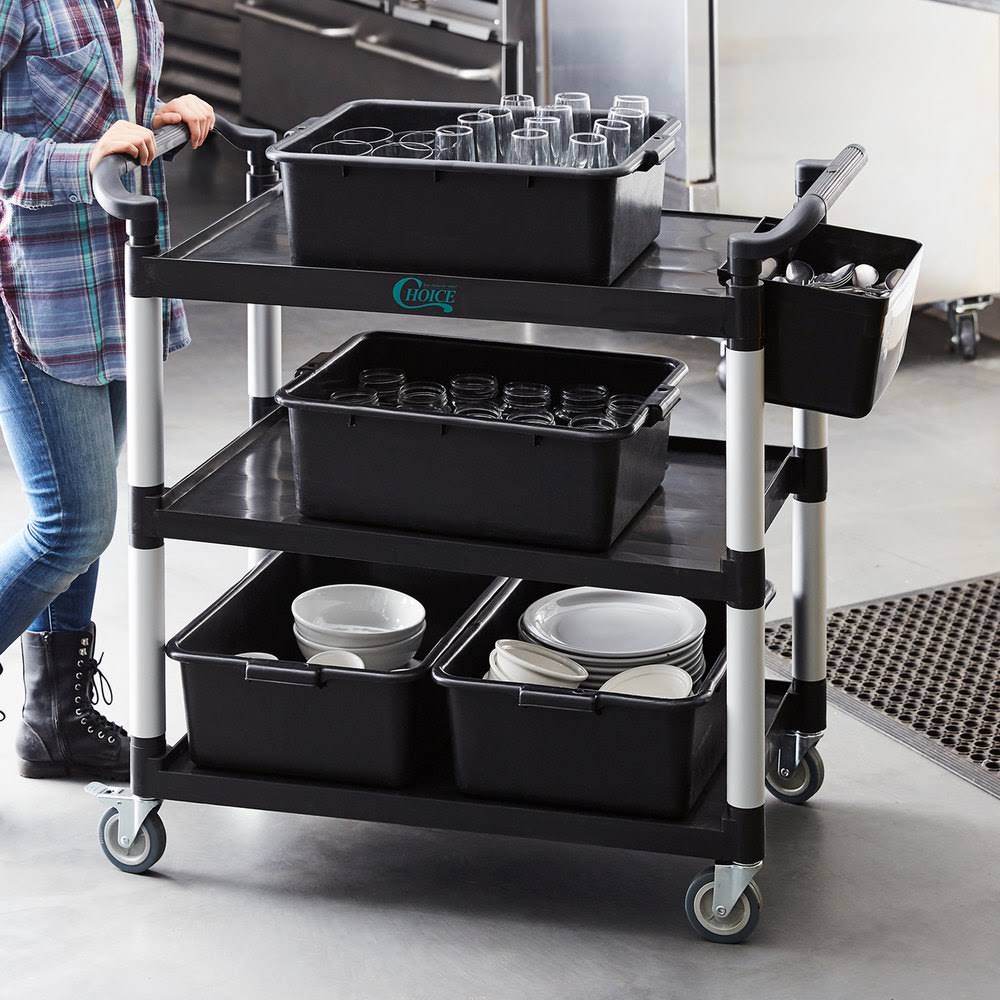 Black Utility Cart with Three Shelves P55090
