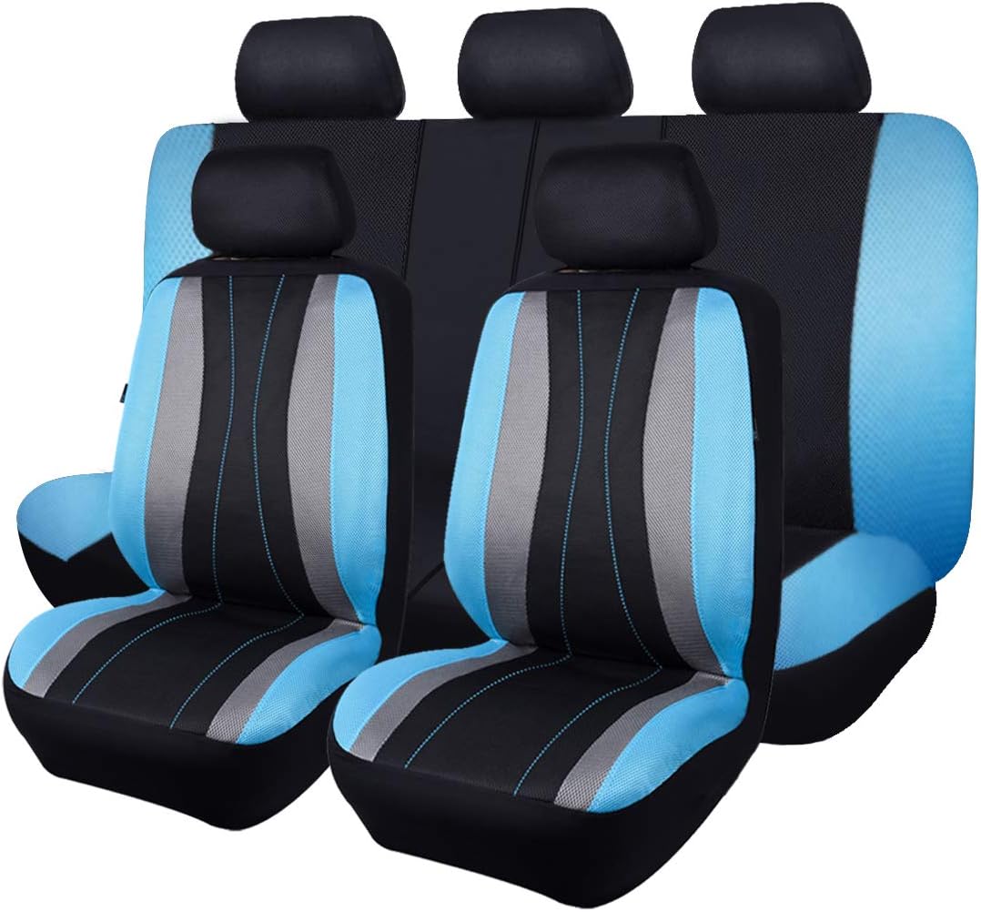 Faux Leather Mesh Car Seat Covers Full Set Q80752