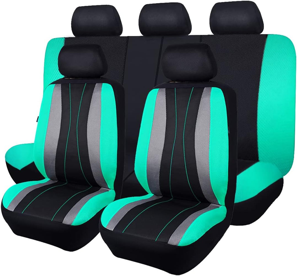 Faux Leather Mesh Car Seat Covers Full Set Q80752