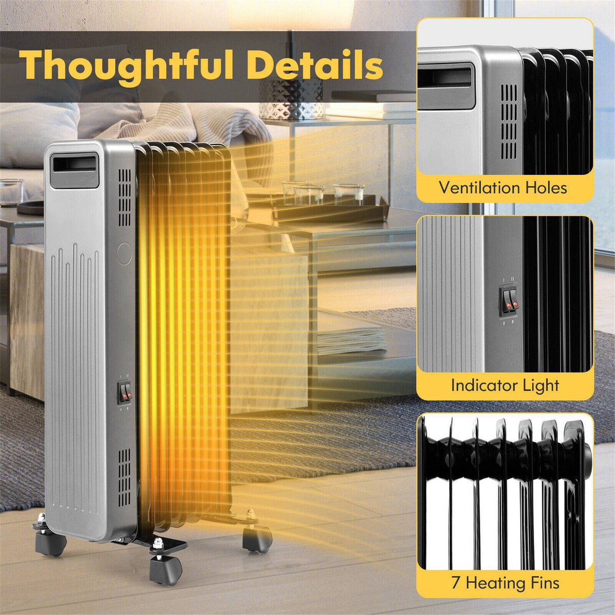 1500W Portable Oil Filled Radiator Heater O24490