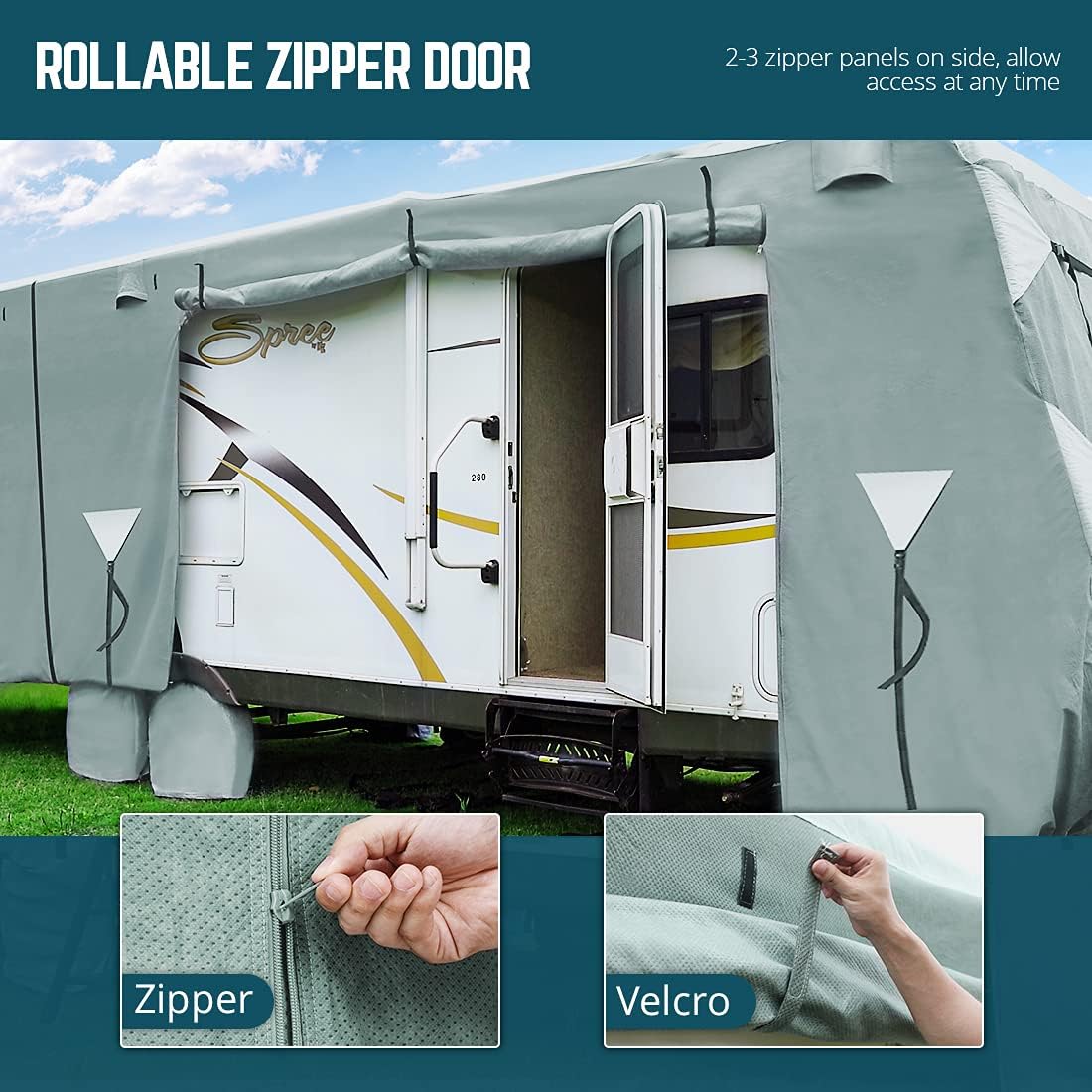5 Layers Water-Proof RV Cover 24-27ft with Straps & Tire Covers S69928