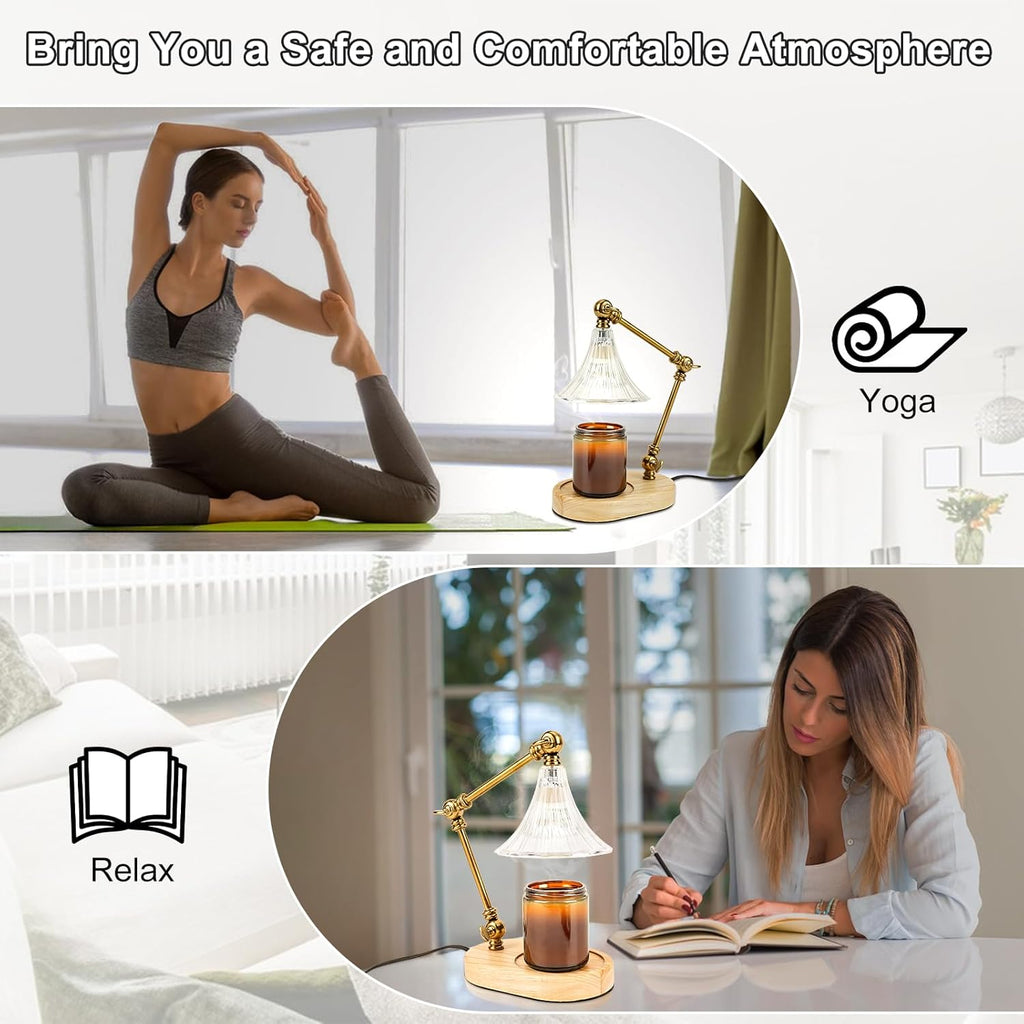 Candle Warmer Lamp with Timer, Adjustable Height, Dimmable Electric Candle Lamp Warmer with 2 Bulbs S86562