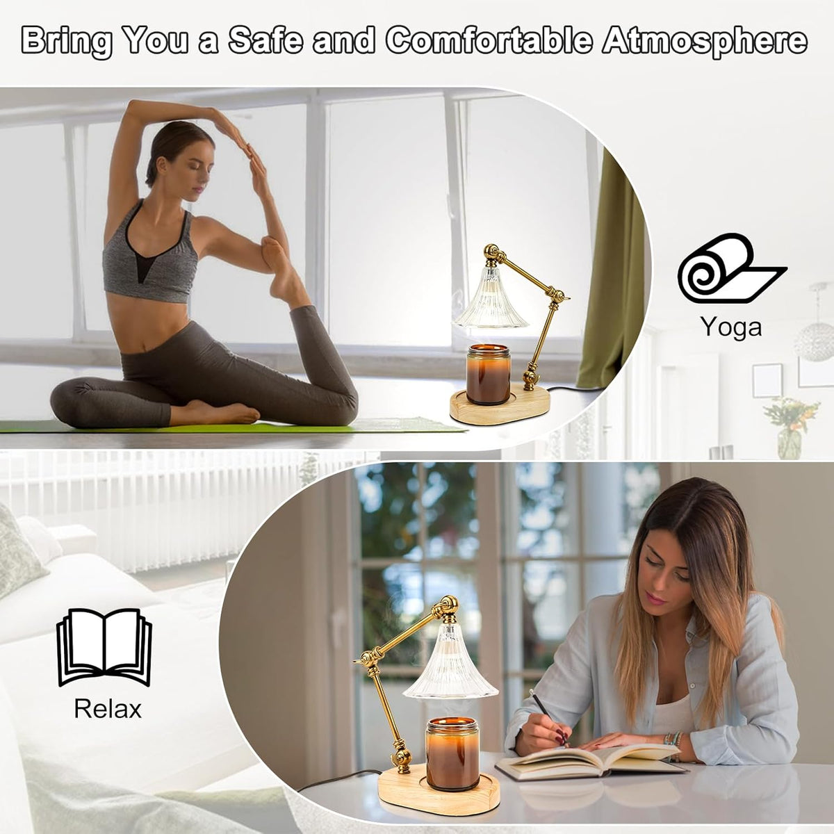 Candle Warmer Lamp with Timer, Adjustable Height, Dimmable Electric Candle Lamp Warmer with 2 Bulbs S86562