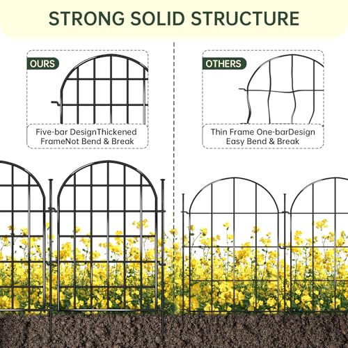 32.5 ft x 22 in 30 Panels Arched No Dig Metal Garden Fence C79626