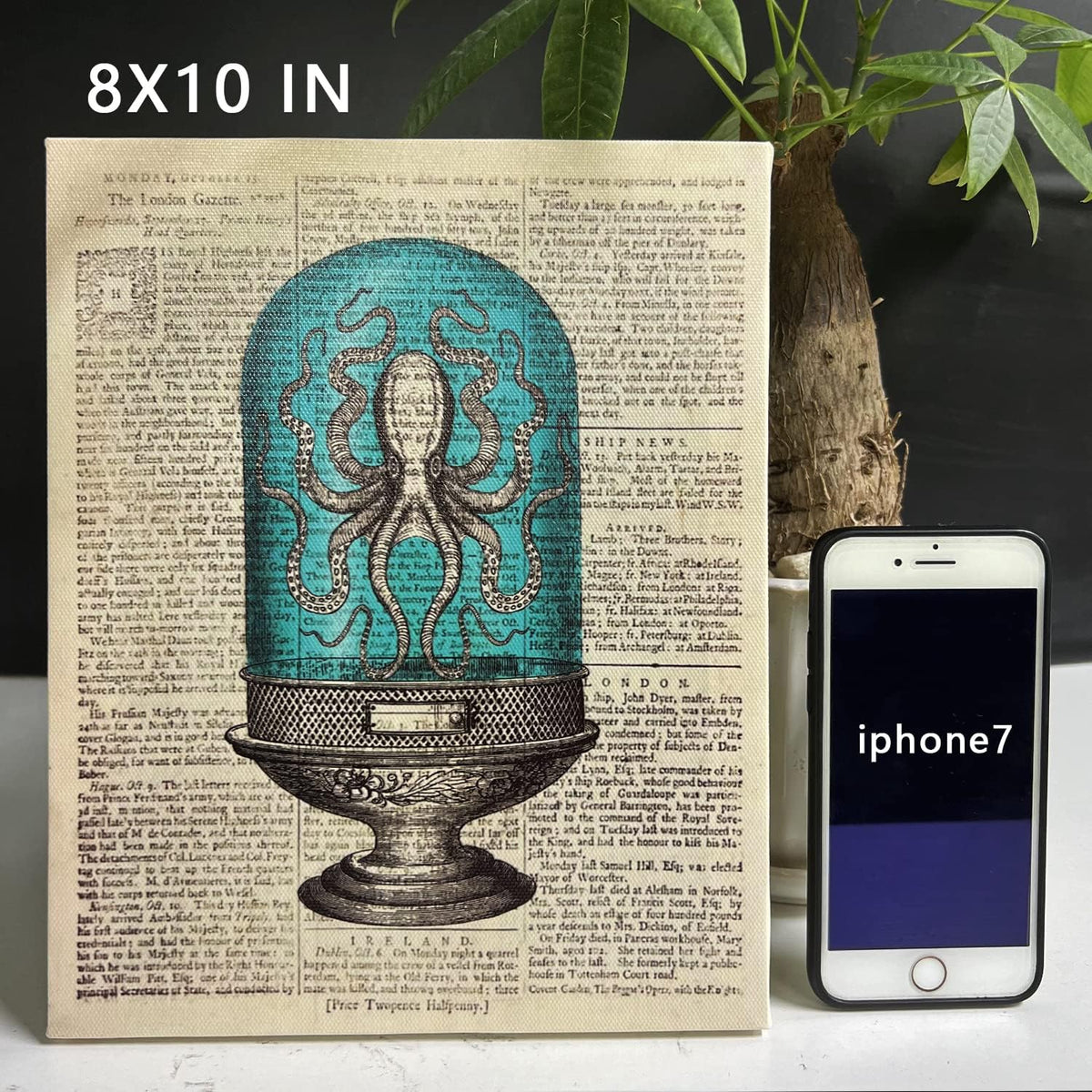 Octopus Nautical Bathroom Wall Decor, 8x10 inch Set of 4 Canvas Wall Art H91997