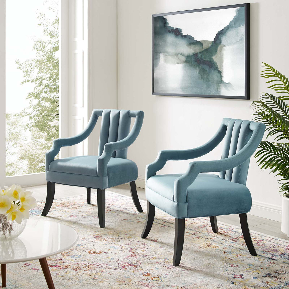 Light Blue Performance Velvet Accent Chair Set of 2 P596129