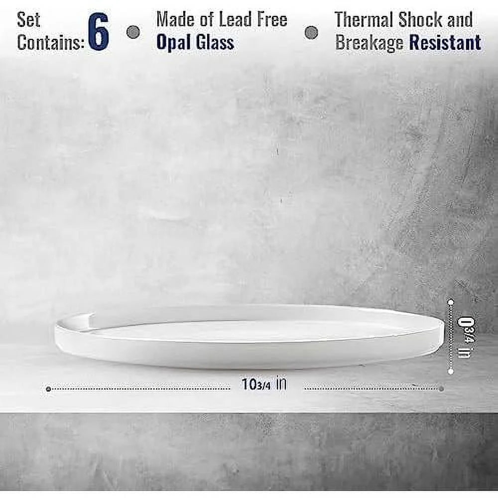 Set Of 6 Tempered Opal Glass Dinner Plates K98733