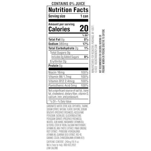 Pure Zero Energy Drink, 4 Flavor Variety Pack, 0 Sugar, 16oz Cans (12 Pack) J619