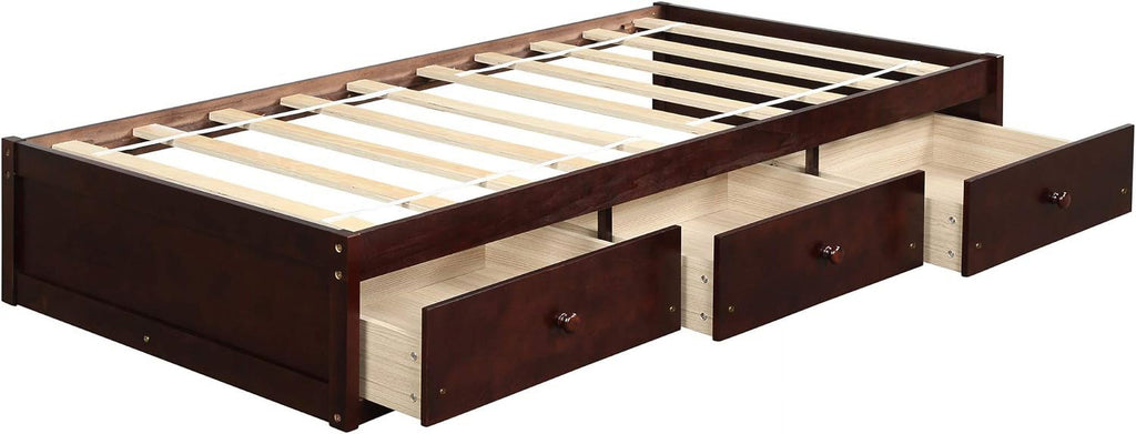 Cherry Wood Platform Bed Frame With 3 Drawers T6123