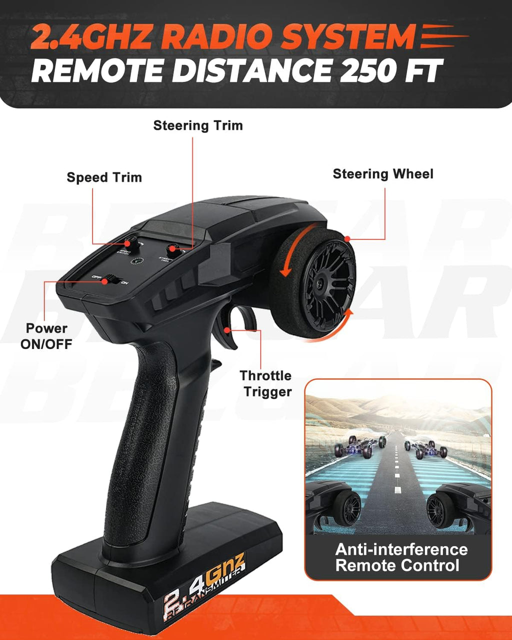 1:10 Scale 4WD Remote Control Electric Off Road RC Monster Truck with 2 Rechargeable Batteries R33156