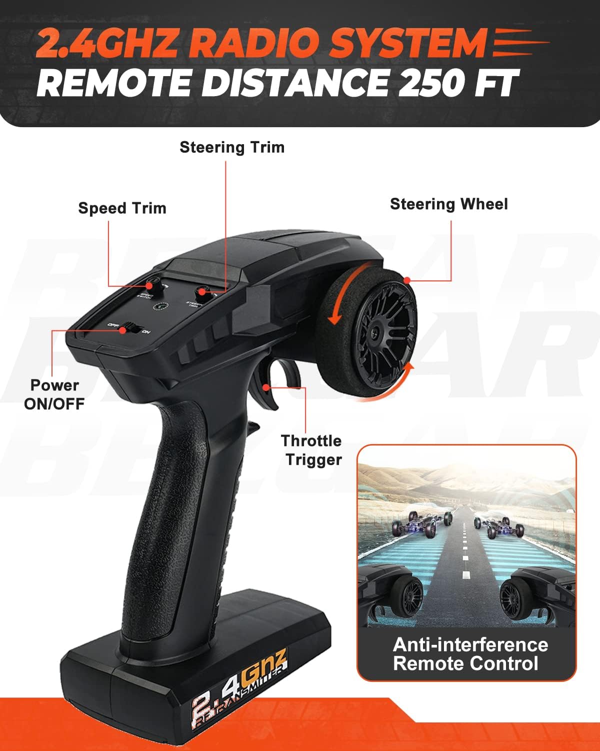 1:10 Scale 4WD Remote Control Electric Off Road RC Monster Truck with 2 Rechargeable Batteries R33156
