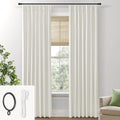 Grey Light Sun Blocking 84 Inches Long Linen Pinch Pleated Blackout Curtains 2 Panels Set P4411