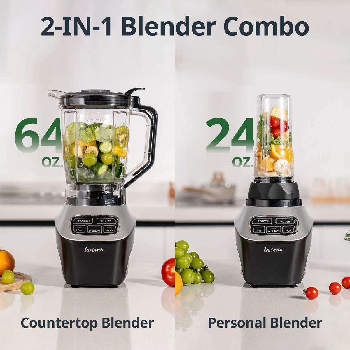 64oz Countertop and Personal Blender, 3 Speeds Pulse, Black F3623