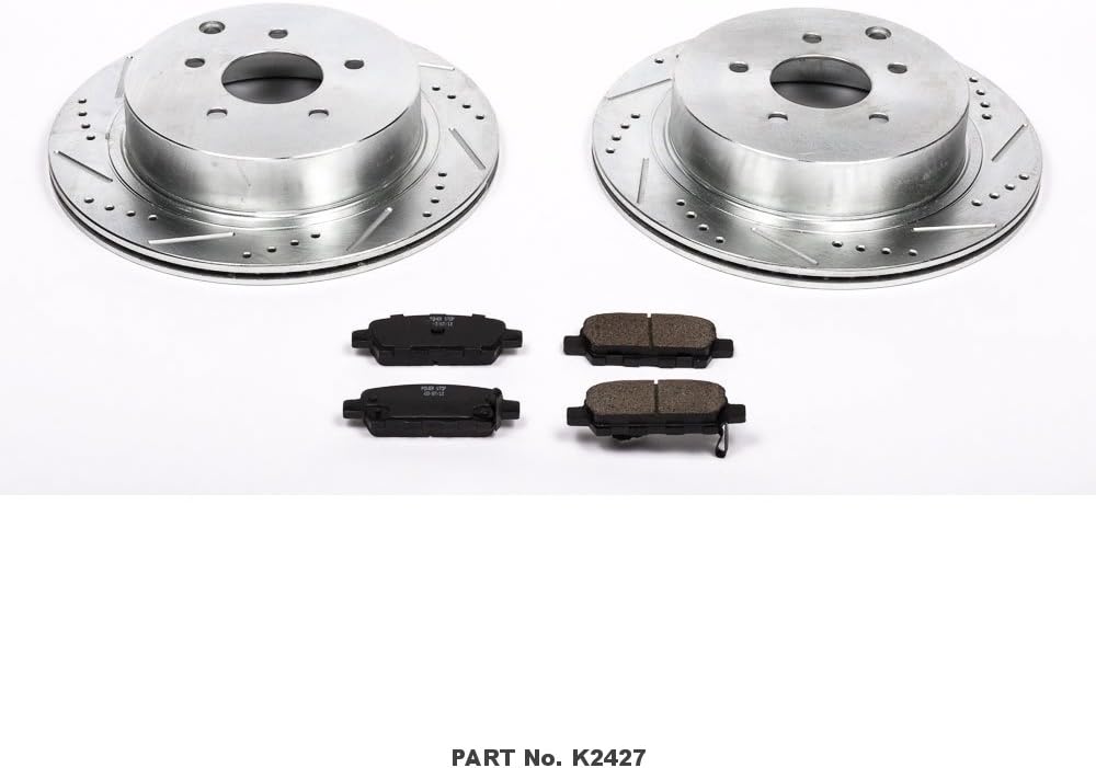 Rear Z23 Carbon Fiber Brake Pads with Drilled & Slotted Brake Rotors Kit E9680