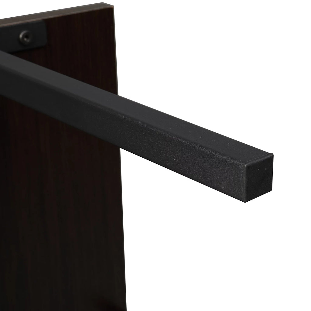 Dark Walnut 5-Shelf Wood Ladder Bookcase with Metal Frame W154175