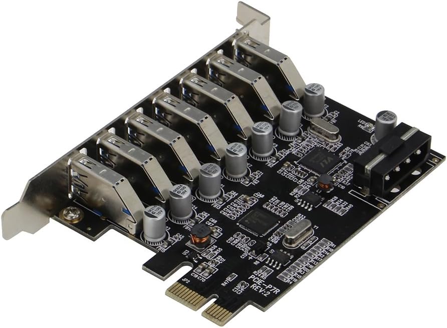 PCIE 7 Port USB 3.0 Adapter Card with Molex Power Connector O675356
