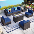 8 PCS Outdoor Patio Furniture Set with Fire Pit Table E52704