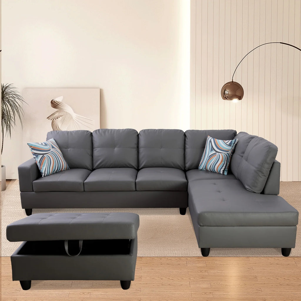 L-Shaped 3-Piece Sectional Sofa Couch H40224