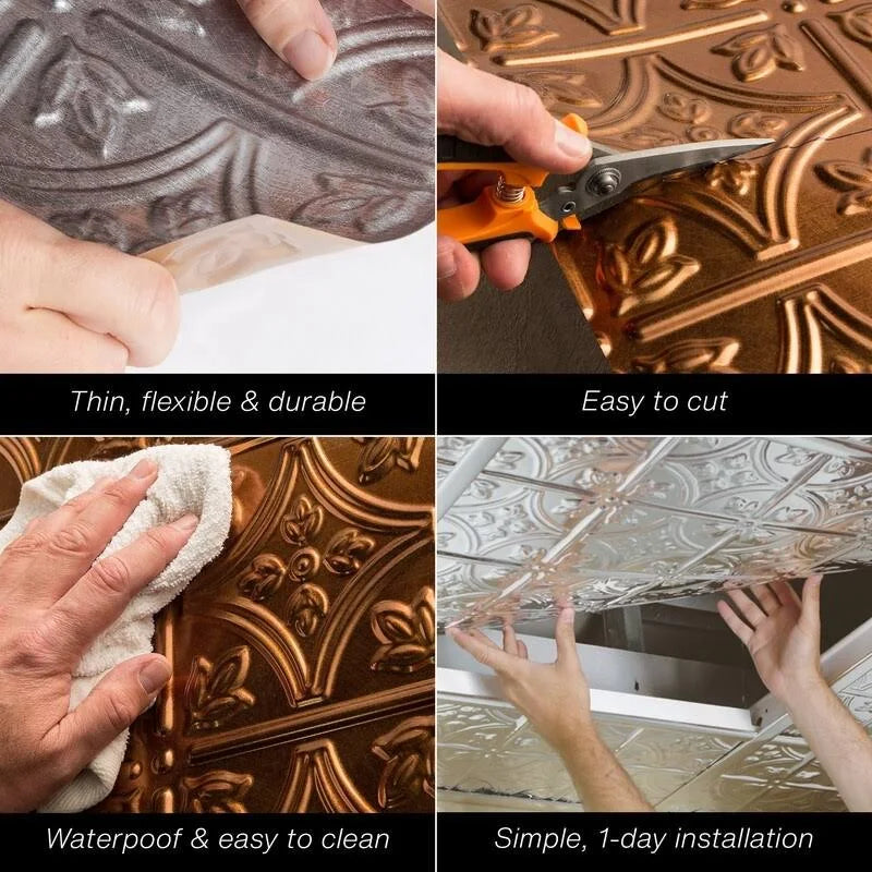 Smoked Pewter Vinyl Lay in Ceiling Tile 5 Pack O97796