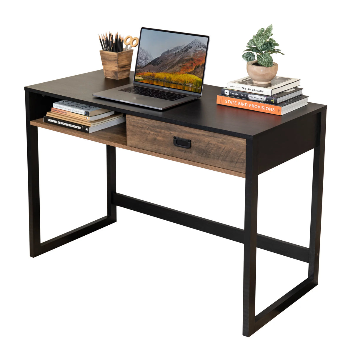 Contemporary Studio Workstation Desk with Drawer B491