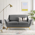 Gray Channel Tufted Performance Velvet Loveseat T747417