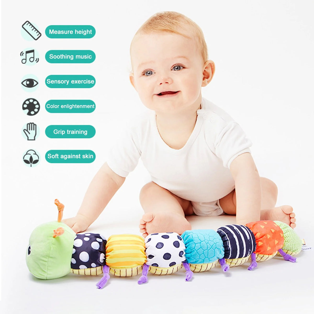 Multicolor Baby Toy Plush Caterpillar Rattle N1808