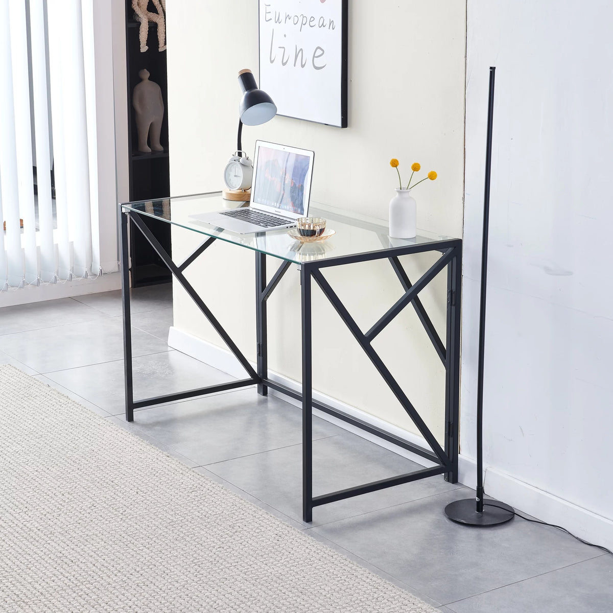 Clear Tempered Glass Computer Desk P58287