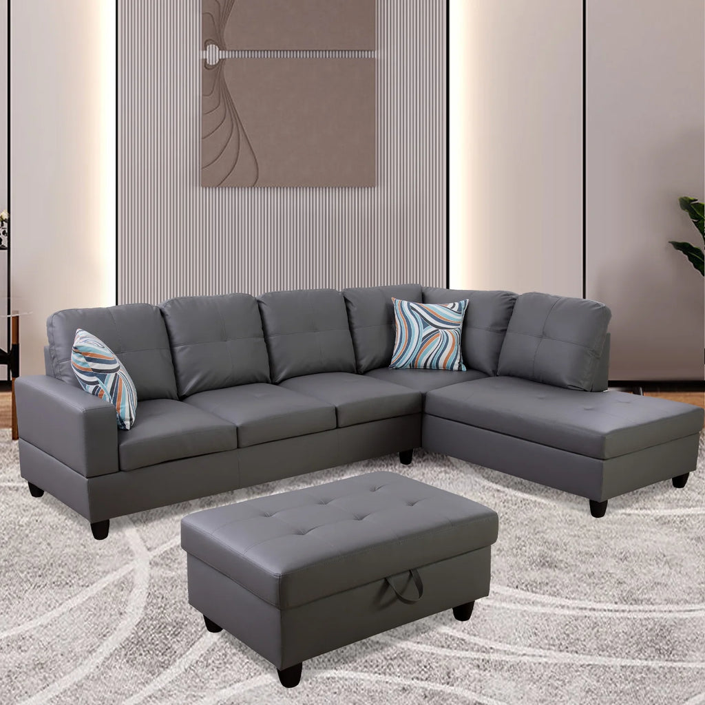 L-Shaped 3-Piece Sectional Sofa Couch H40224