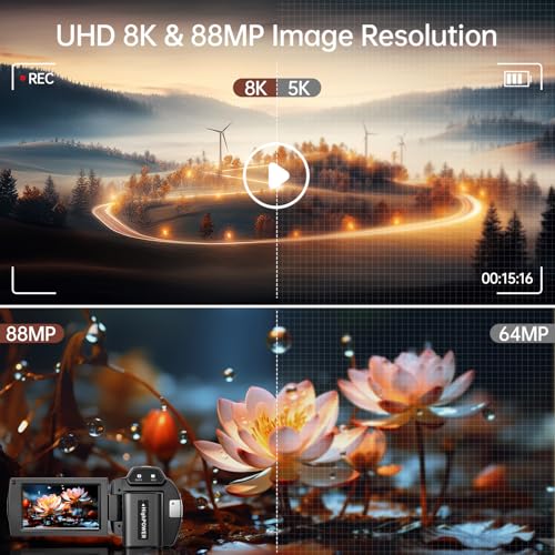 8K Video Camera Camcorder 88MP UHD WiFi 18X Digital Zoom IR Night Vision 3.0'' Touch Screen L19457