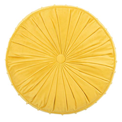 Mustard Yellow Velvet Round Floor Pillow D634
