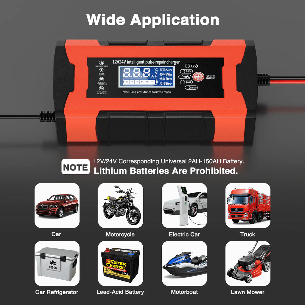 10-Amp 12V 24V Automatic Smart Battery Charger Y2871