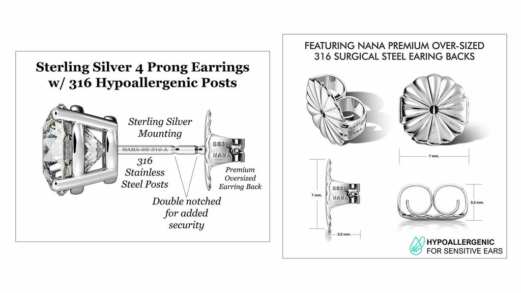 Set of 4 Pairs Stud Earrings Sterling Silver Rose Gold Plated M48103