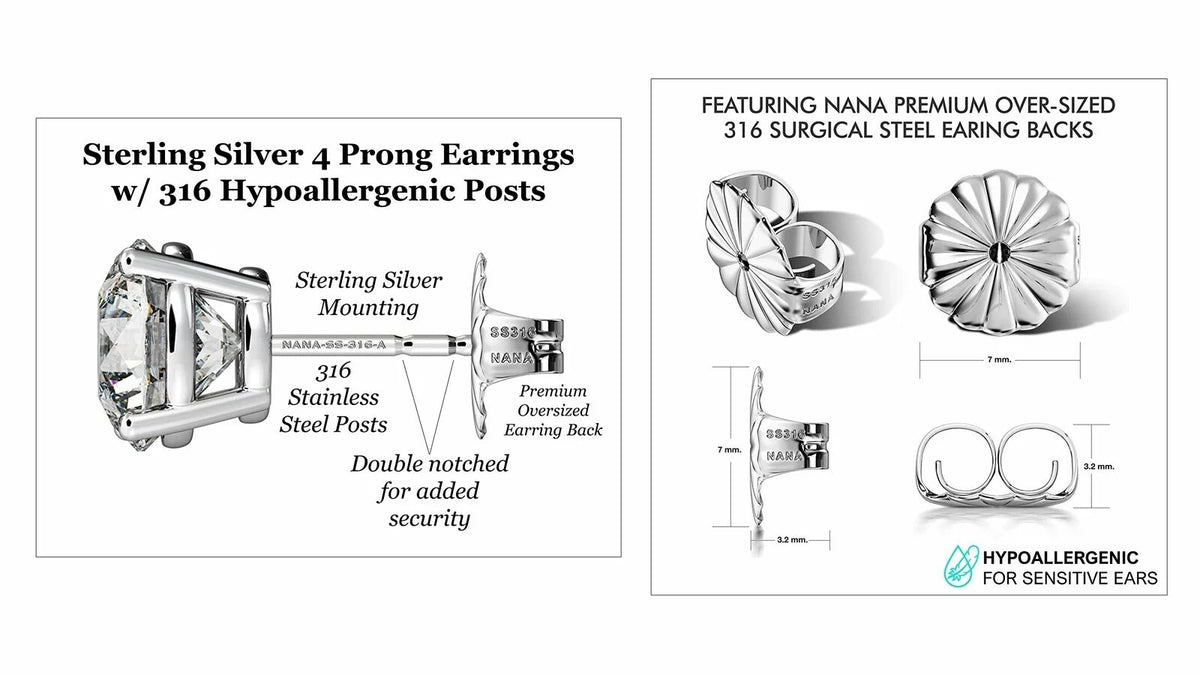 Set of 4 Pairs Stud Earrings Sterling Silver Rose Gold Plated M48103