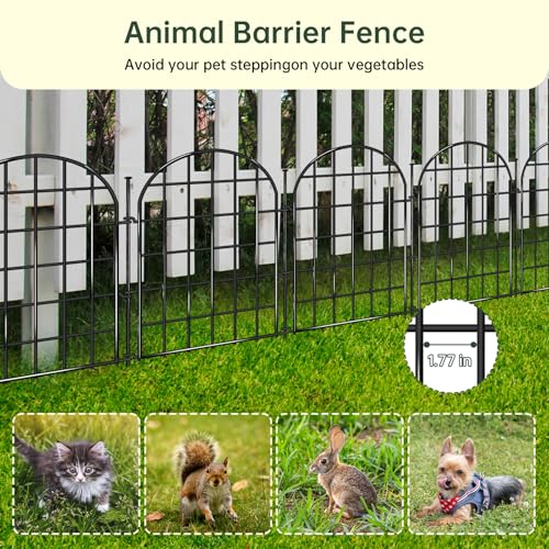 32.5 ft x 22 in 30 Panels Arched No Dig Metal Garden Fence C79626