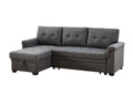 Dark Gray Fabric Reversible Sleeper Sectional Sofa with Storage Chaise V1863