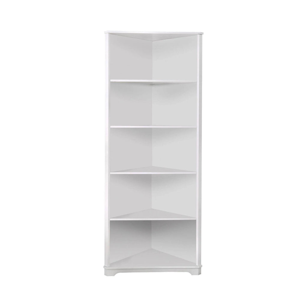5 Tier Corner Bookshelf White D909