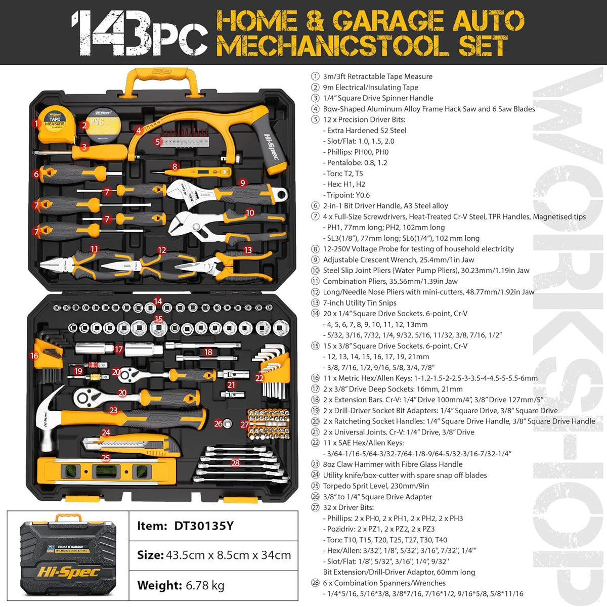 143 Piece Home & Garage Tool Kit Set H62139
