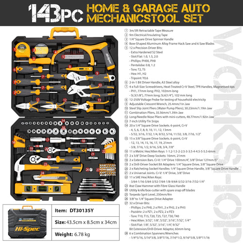 143 Piece Home & Garage Tool Kit Set H62139
