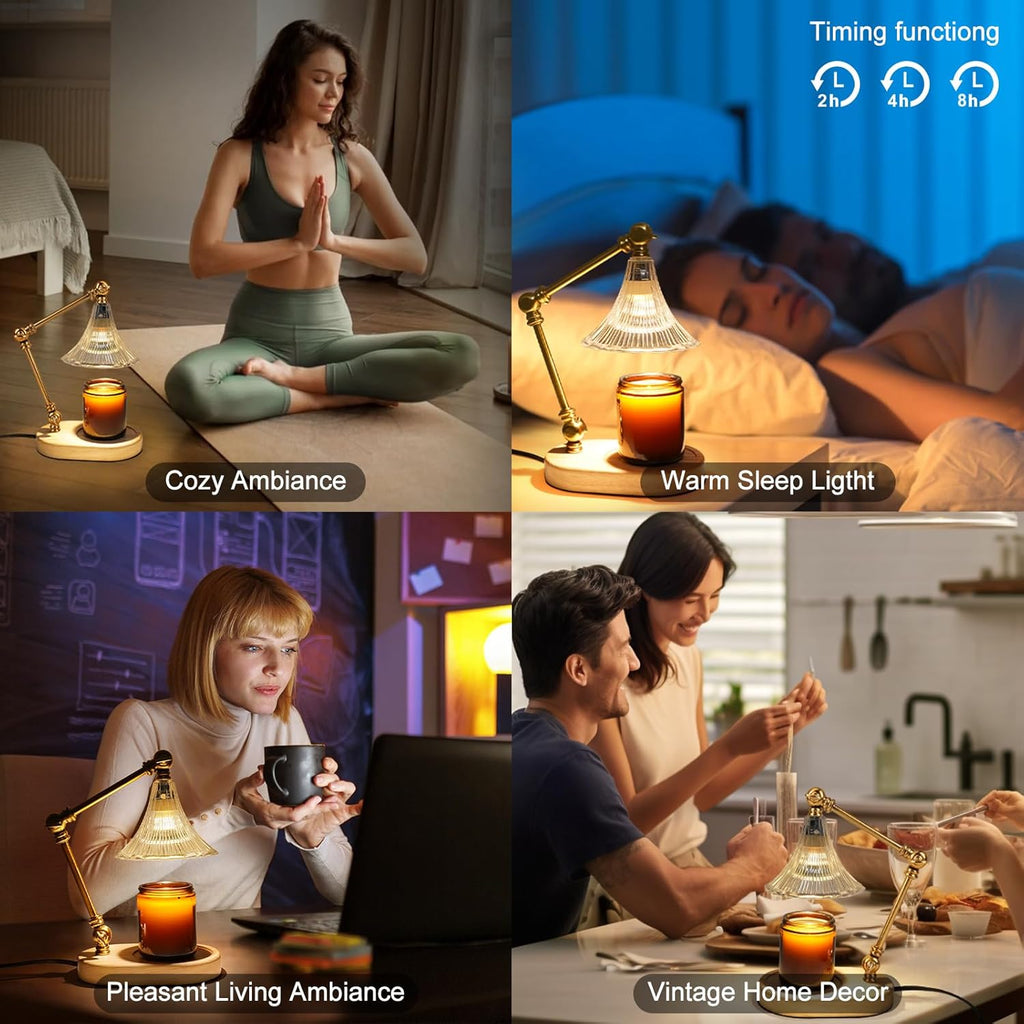 Candle Warmer Lamp with Timer, Adjustable Height, Dimmable Electric Candle Lamp Warmer with 2 Bulbs S86562
