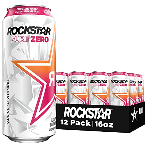 Pure Zero Energy Drink, 4 Flavor Variety Pack, 0 Sugar, 16oz Cans (12 Pack) J619