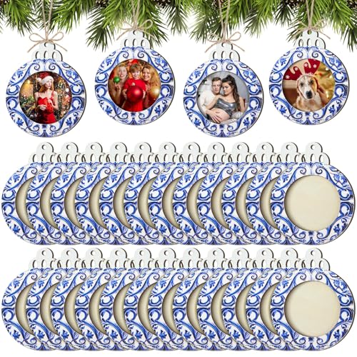 24 Pcs Christmas Photo Ornament Wooden Picture Frames H611853