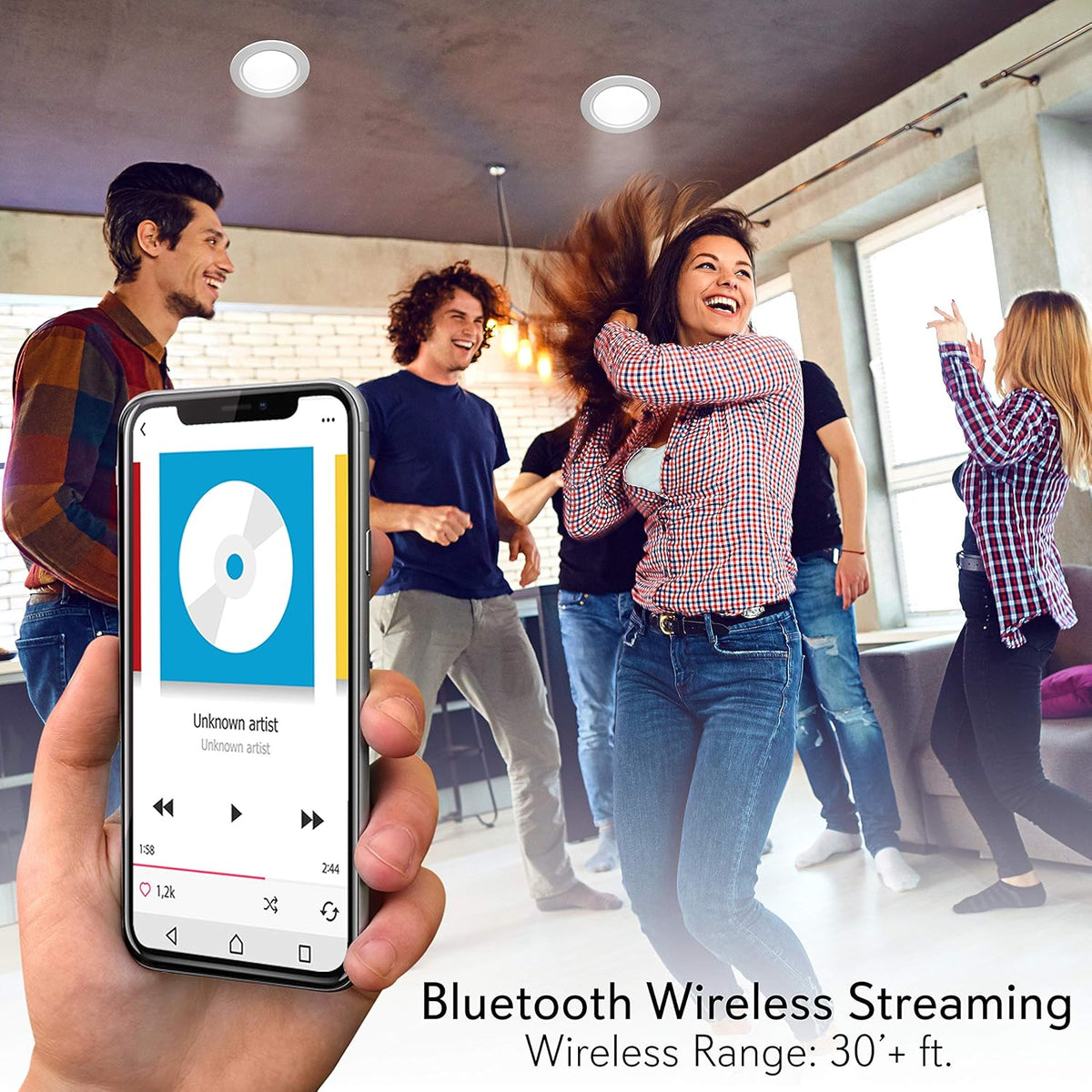 3.5” 2-Way Full Range Bluetooth Ceiling Wall Mount Speakers with LED Light Aluminum Frame Housing X451