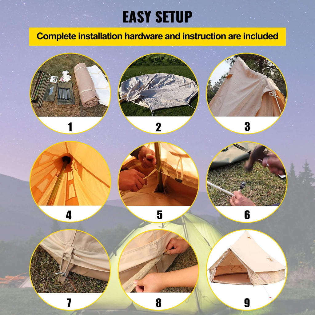 Canvas Bell Tent with Stove Jacket Waterproof 4 Seasons I727035