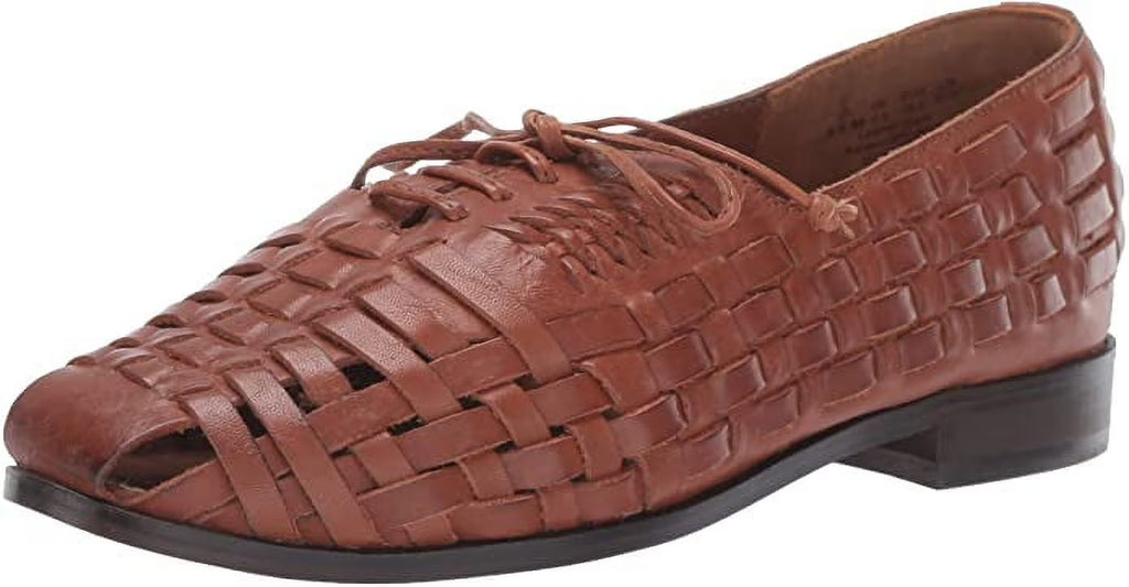 Cognac Tan Leather Lace-up Flat Loafer Oxford T574